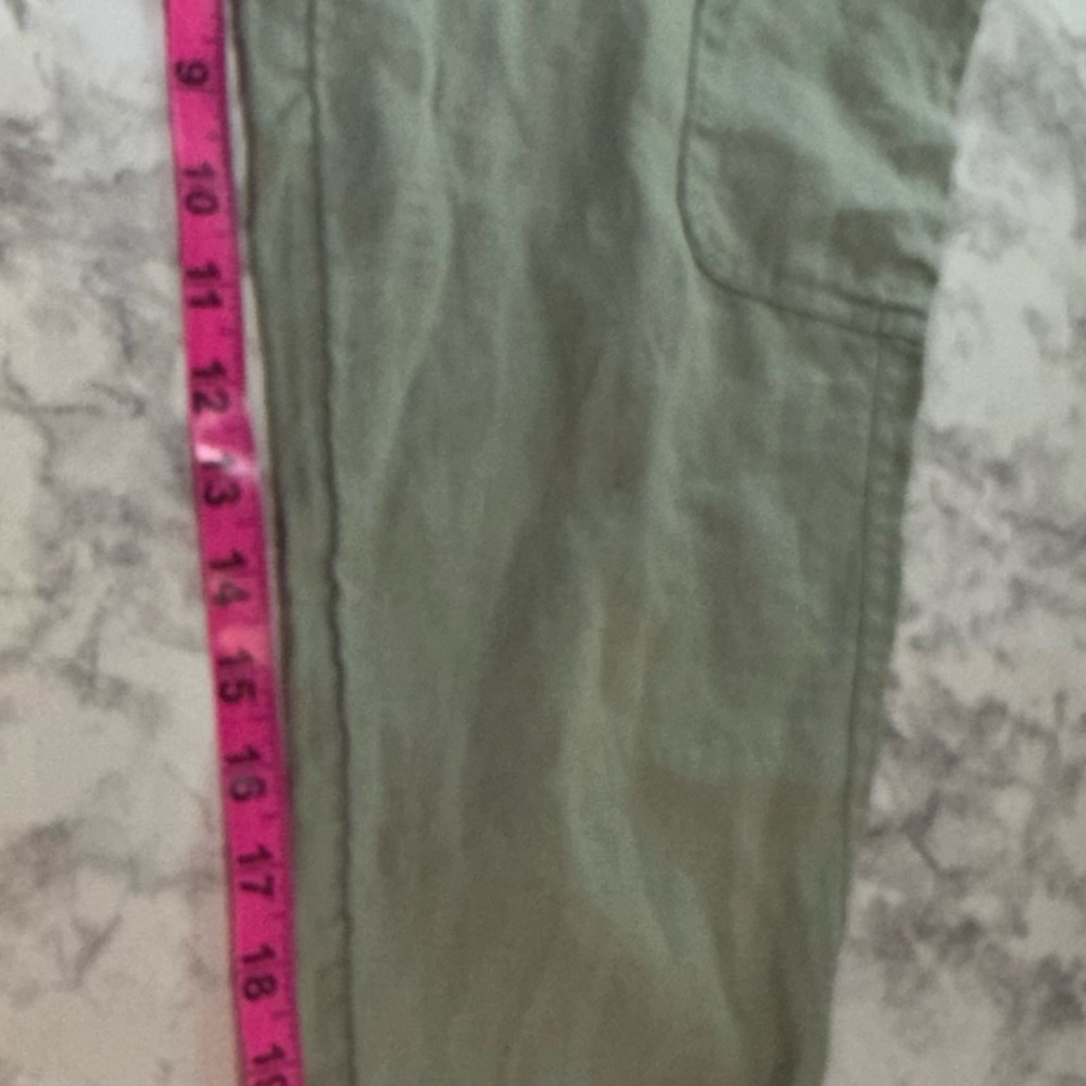 Linen drawstring waist euro summer minimalist Olive/sage Green Cargo Jogger Pant - Picture 5 of 7